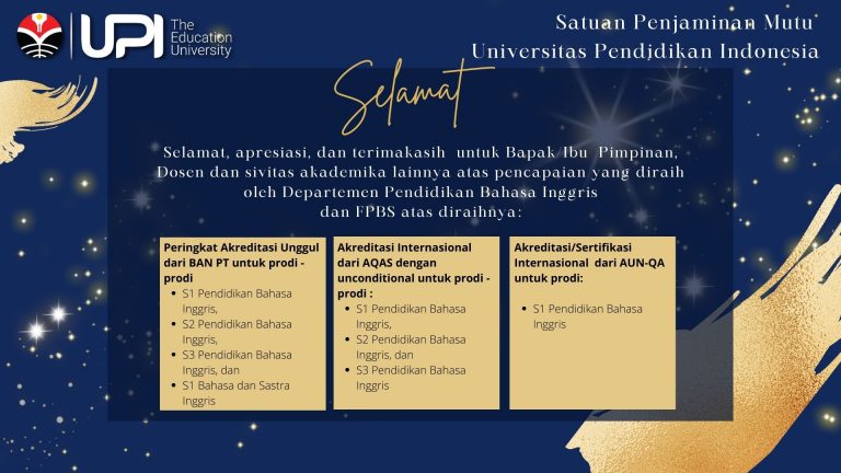 Ucapan Selamat kepada Departemen Pendidikan Bahasa Inggris dan FPBS